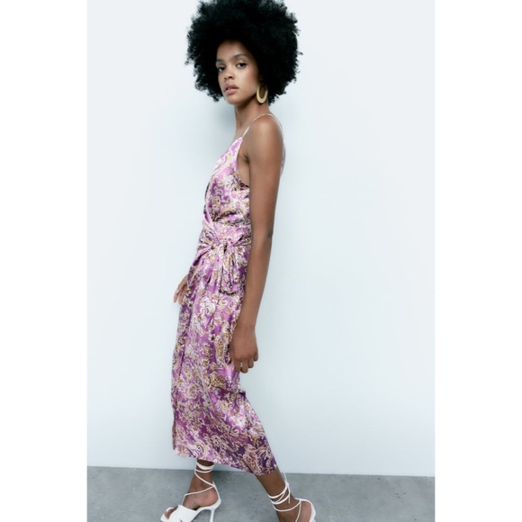 NWT ZARA SATIN EFFECT PRINT DRESS - Picture 5 of 16